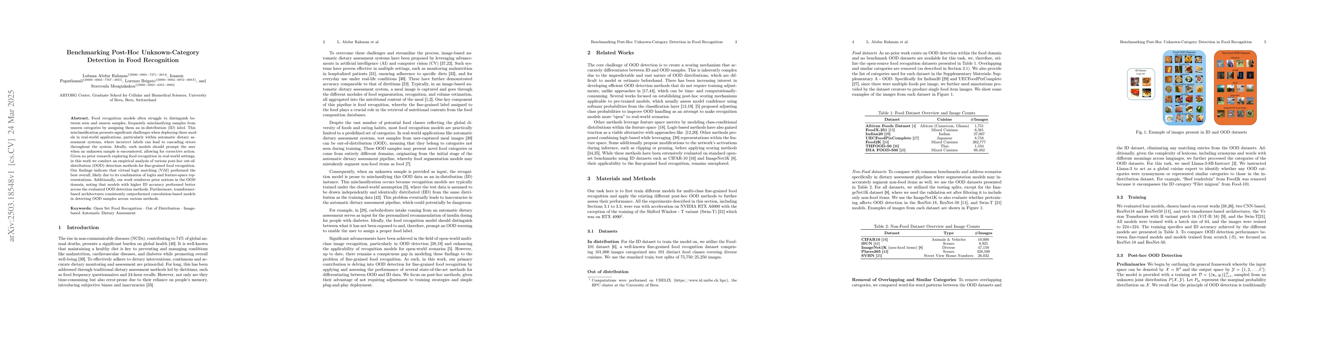 Thumbnail for Benchmarking Post-Hoc Unknown-Category Detection in Food Recognition