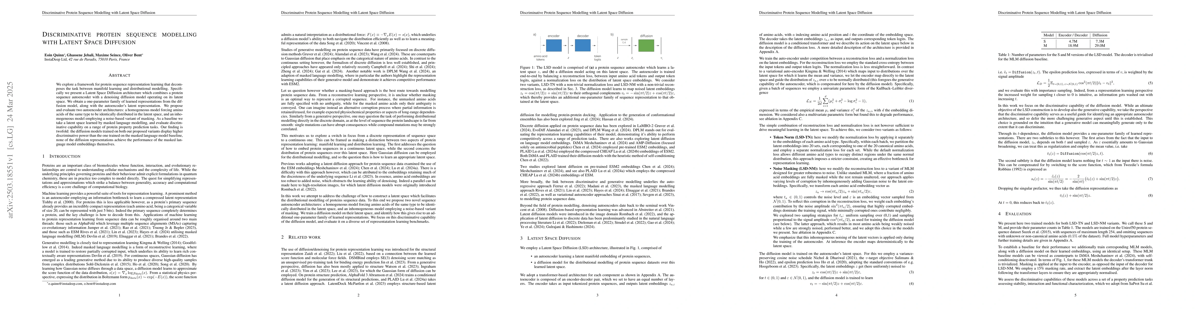 Thumbnail for Discriminative protein sequence modelling with Latent Space Diffusion
