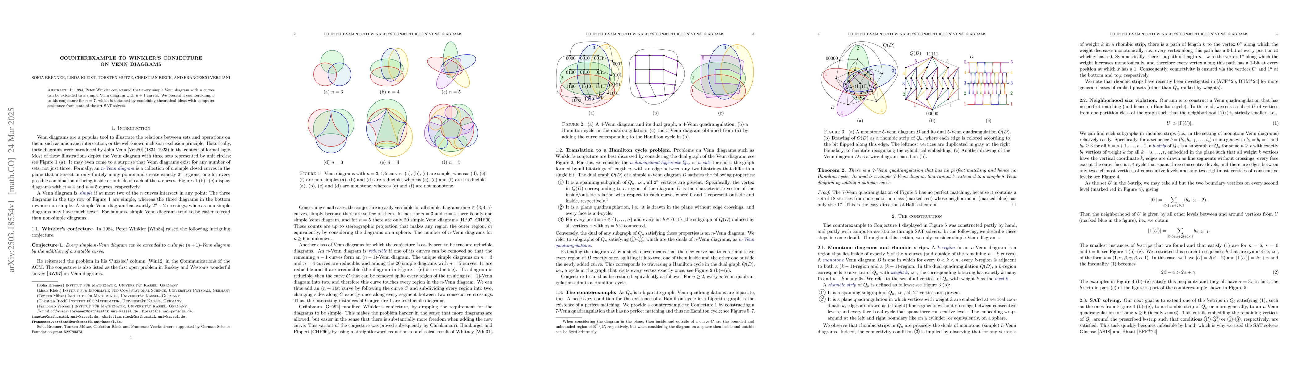Thumbnail for Counterexample to Winkler's conjecture on Venn diagrams