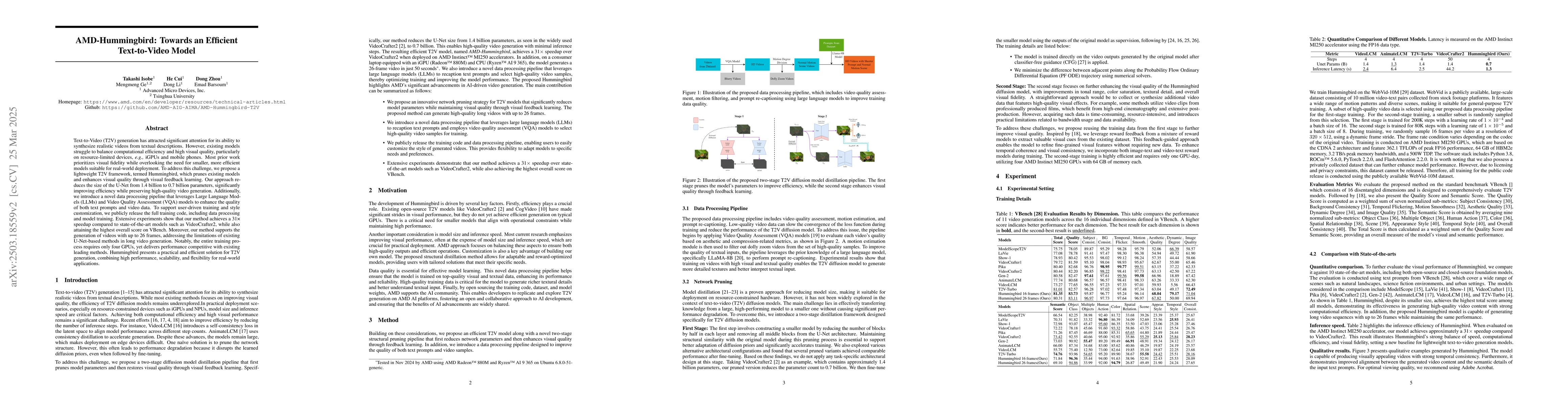 Thumbnail for AMD-Hummingbird: Towards an Efficient Text-to-Video Model