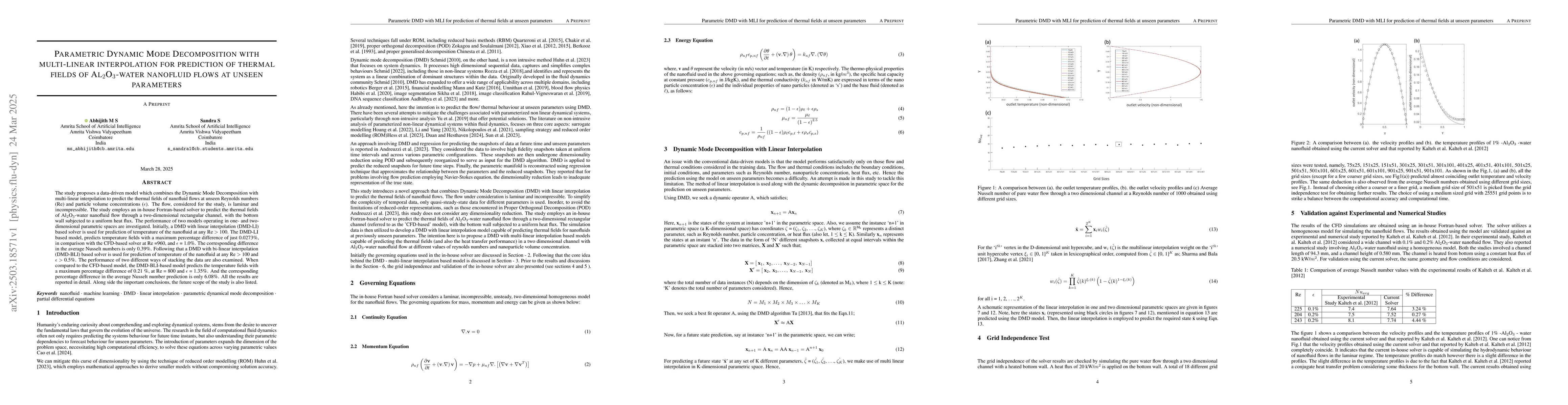 Thumbnail for Parametric Dynamic Mode Decomposition with multi-linear interpolation
  for prediction of thermal fields of Al2O3-water nanofluid flows at unseen
  parameters