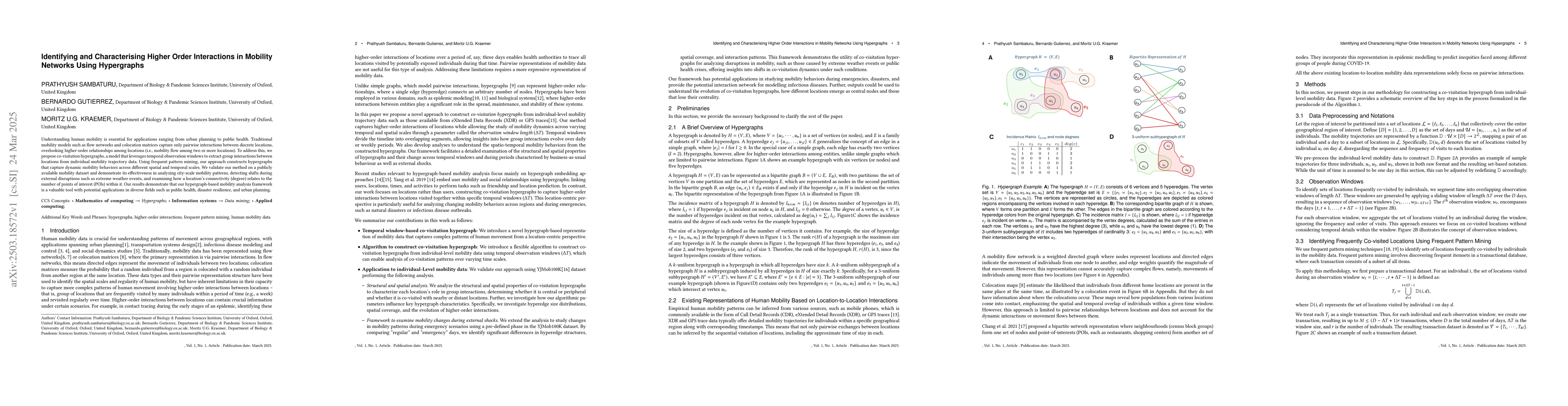 Thumbnail for Identifying and Characterising Higher Order Interactions in Mobility
  Networks Using Hypergraphs