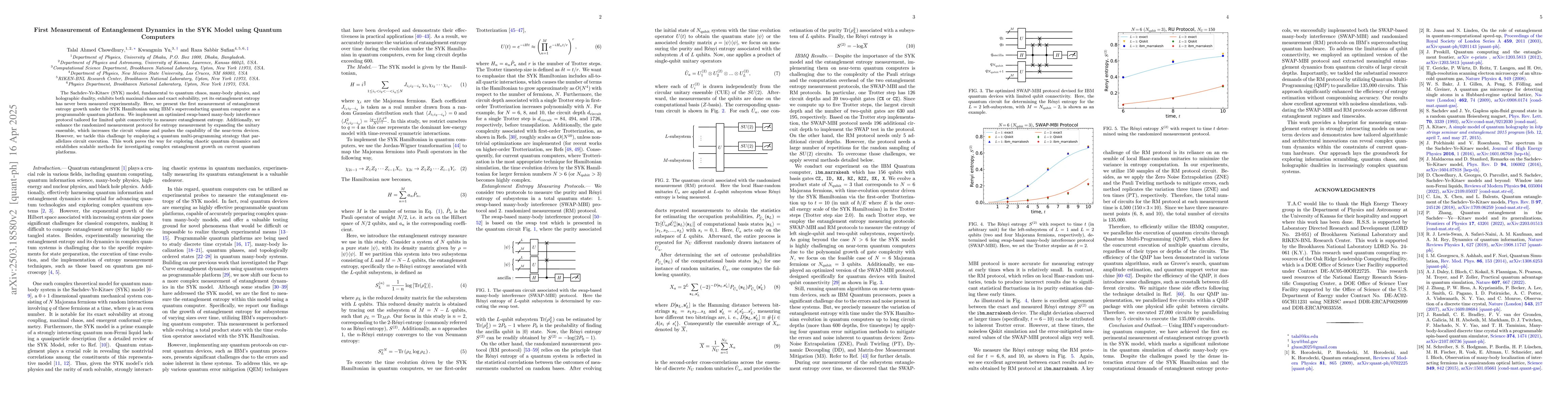 Thumbnail for First Computation of Entanglement Dynamics in the SYK Model on Quantum
  Computers