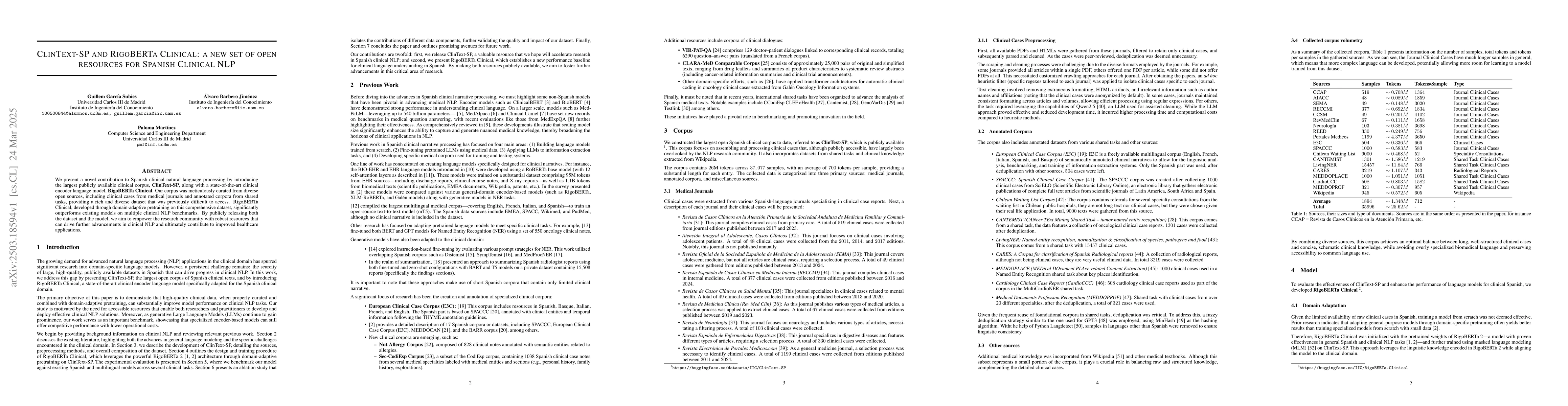Thumbnail for ClinText-SP and RigoBERTa Clinical: a new set of open resources for
  Spanish Clinical NLP
