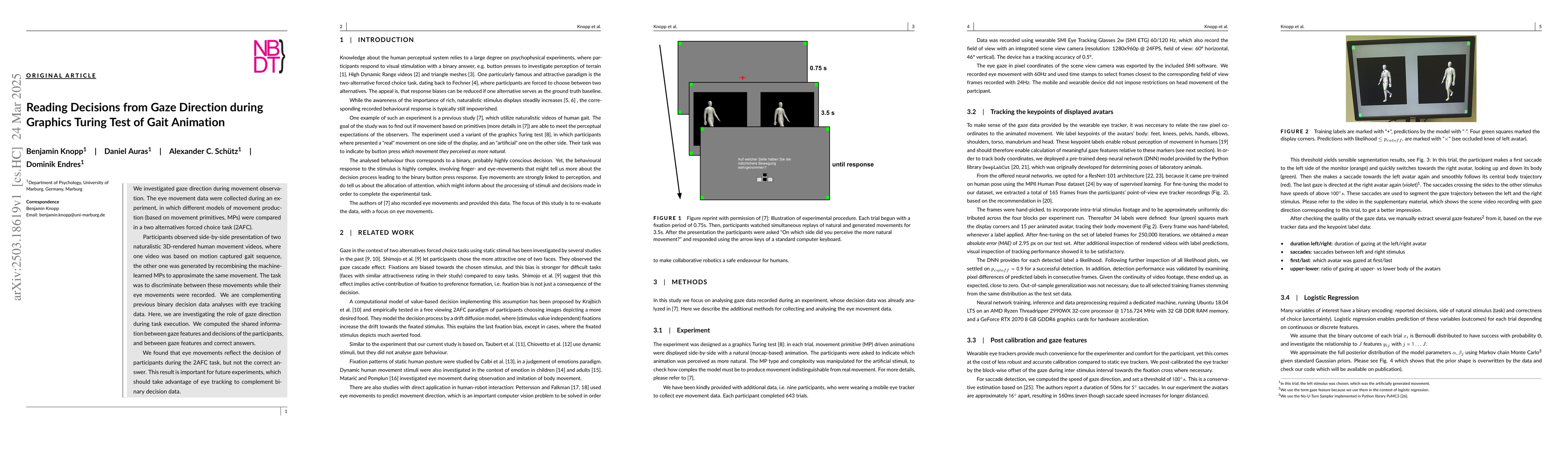 Thumbnail for Reading Decisions from Gaze Direction during Graphics Turing Test of
  Gait Animation