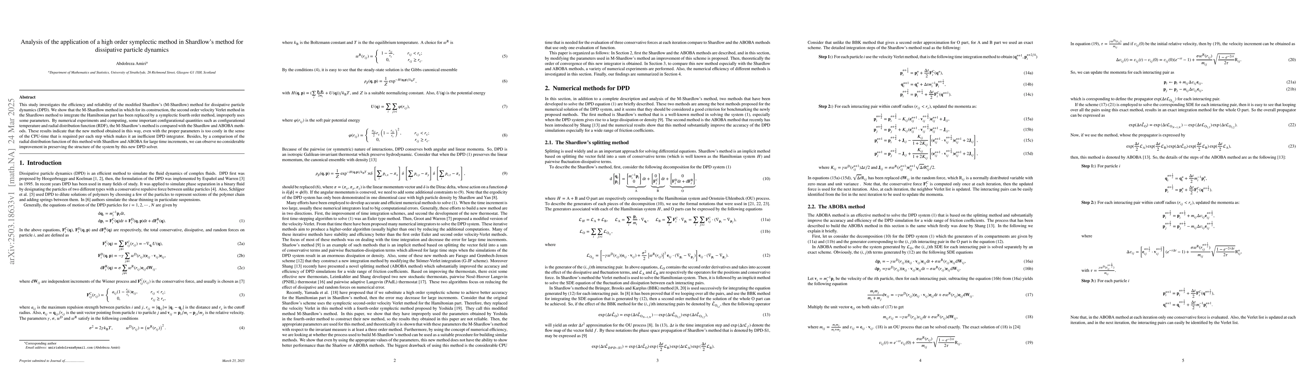 Thumbnail for Analysis of the application of a high order symplectic method in
  Shardlow's method for dissipative particle dynamics