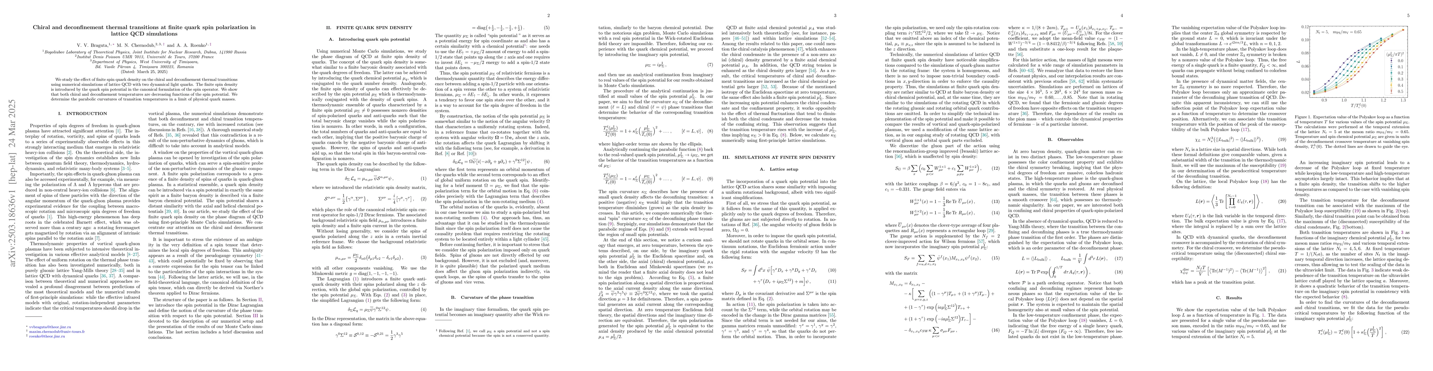 Thumbnail for Chiral and deconfinement thermal transitions at finite quark spin
  polarization in lattice QCD simulations