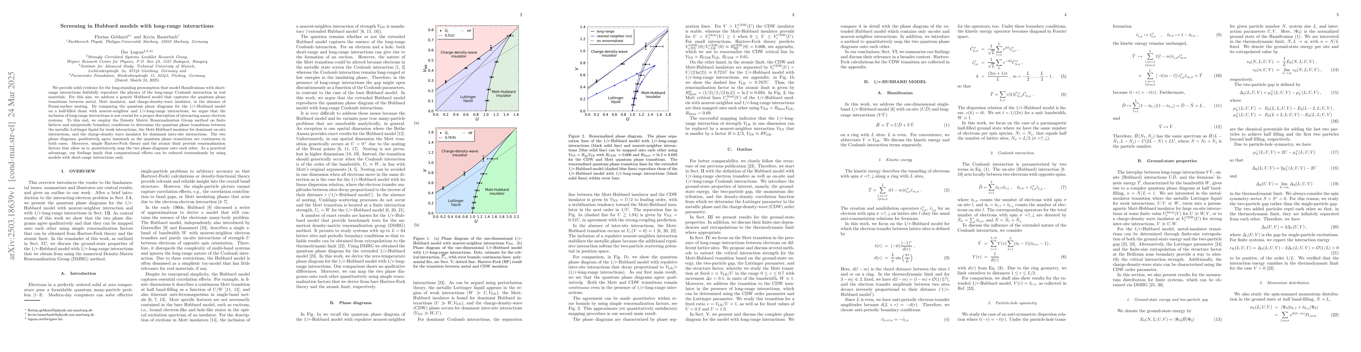 Thumbnail for Screening in Hubbard models with long-range interactions