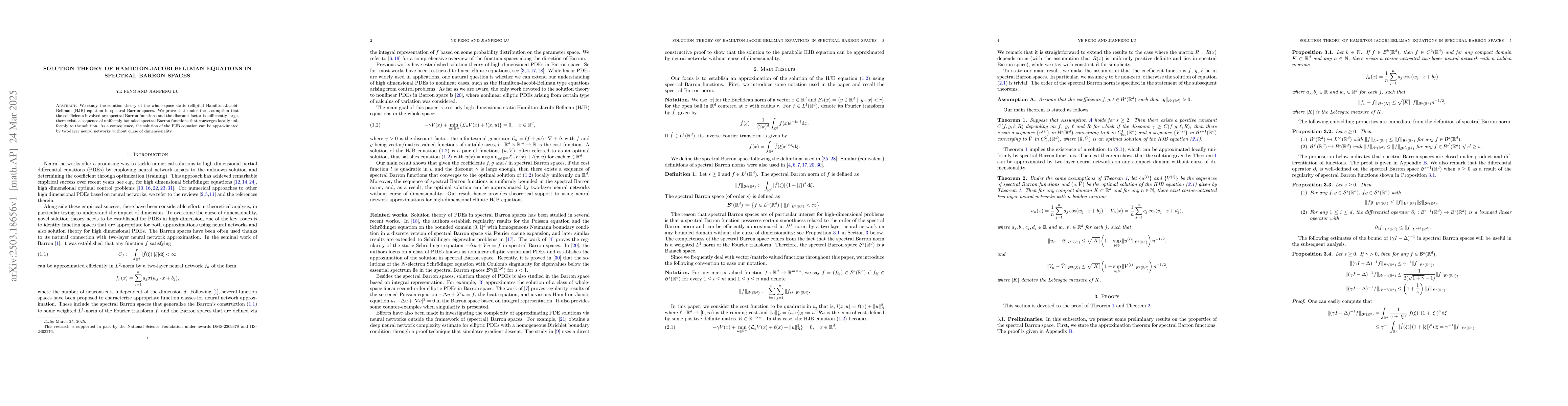 Thumbnail for Solution Theory of Hamilton-Jacobi-Bellman Equations in Spectral Barron
  Spaces