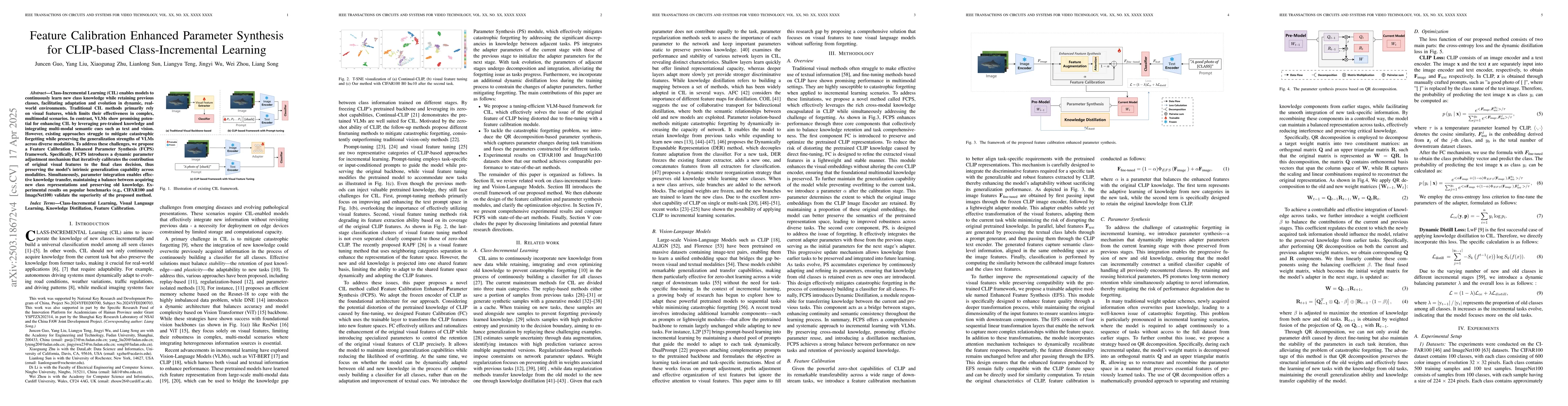 Thumbnail for Feature Calibration enhanced Parameter Synthesis for CLIP-based
  Class-incremental Learning
