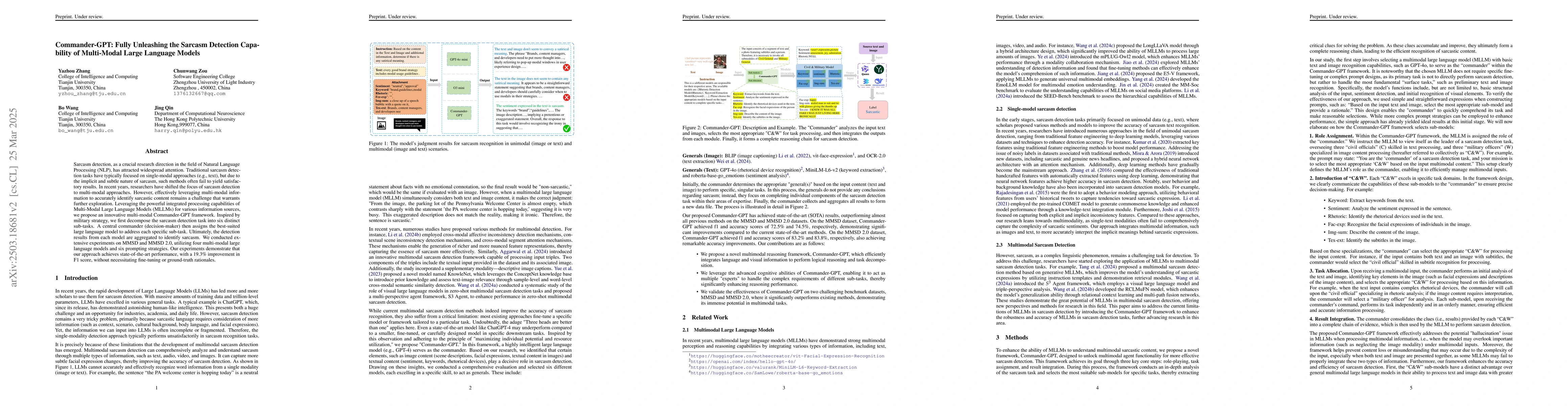 Thumbnail for Commander-GPT: Fully Unleashing the Sarcasm Detection Capability of
  Multi-Modal Large Language Models