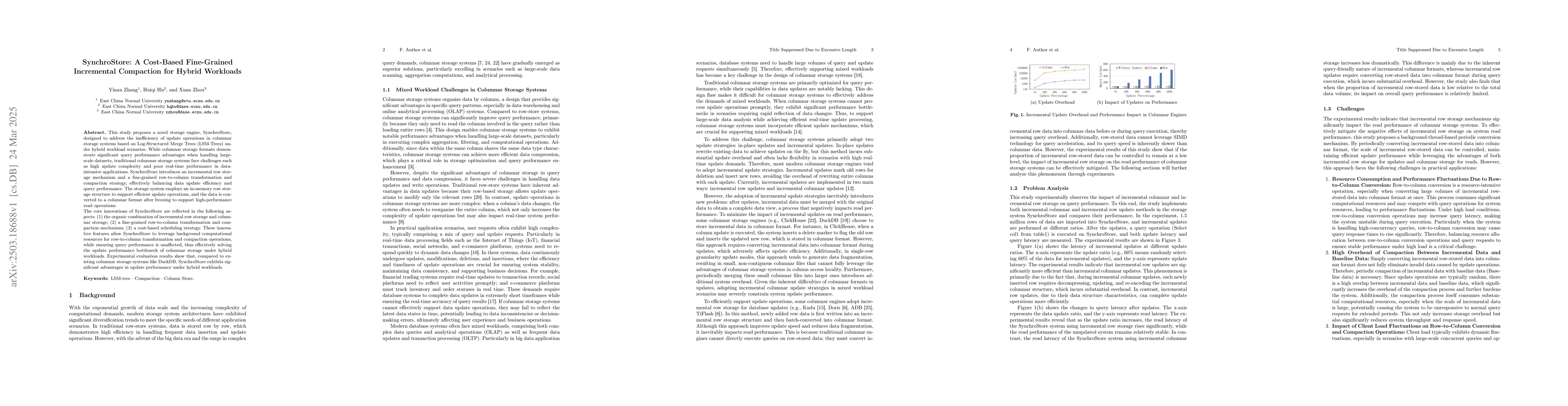 Thumbnail for SynchroStore: A Cost-Based Fine-Grained Incremental Compaction for
  Hybrid Workloads