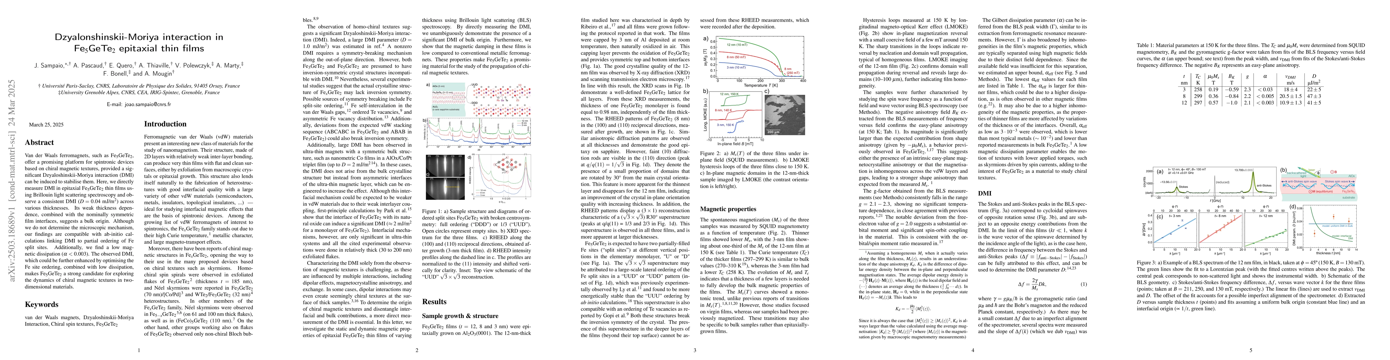 Thumbnail for Dzyalonshinskii-Moriya interaction in Fe5GeTe2 epitaxial thin films