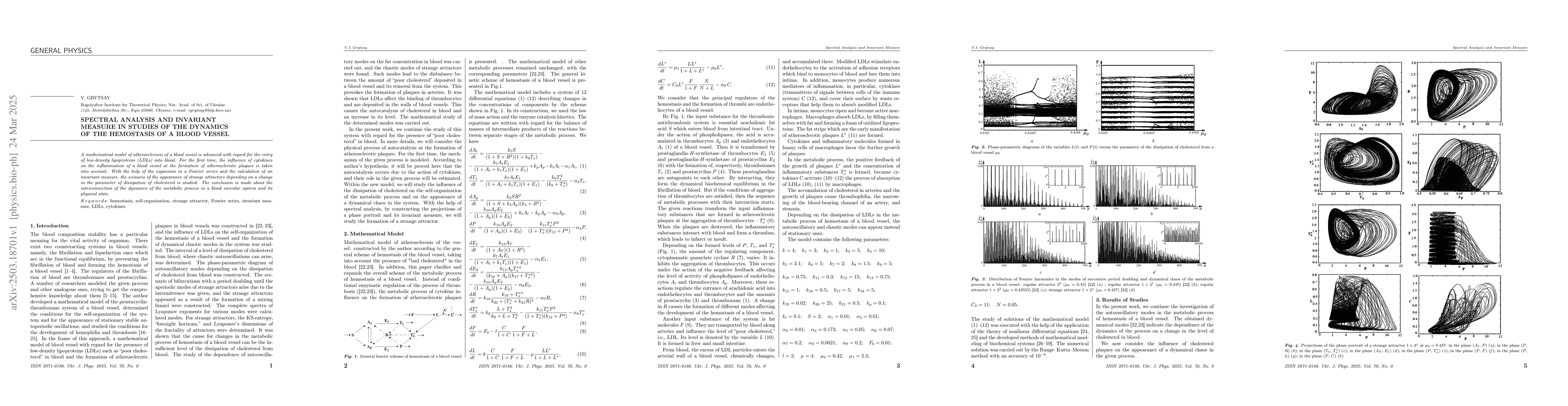 Thumbnail for Spectral Analysis and Invariant Measure in Studies of the Dynamics of
  the Hemostasis of a Blood Vessel