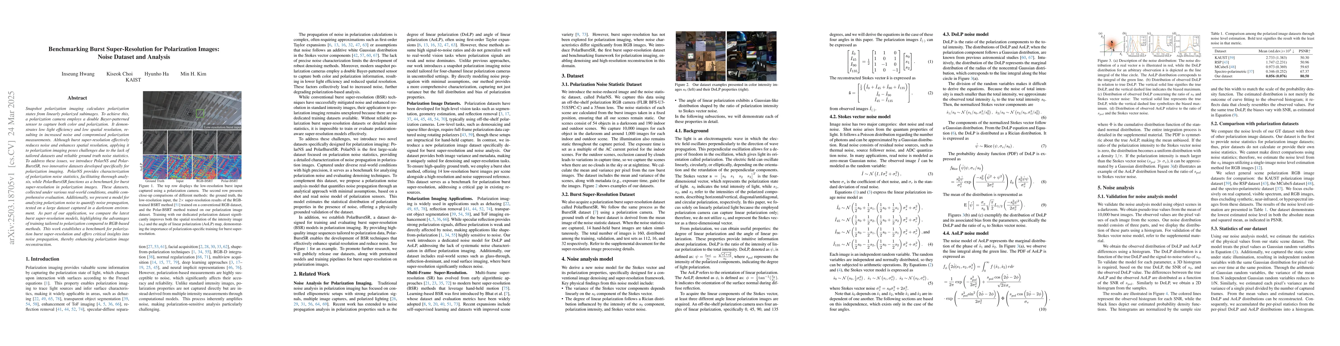 Thumbnail for Benchmarking Burst Super-Resolution for Polarization Images: Noise
  Dataset and Analysis