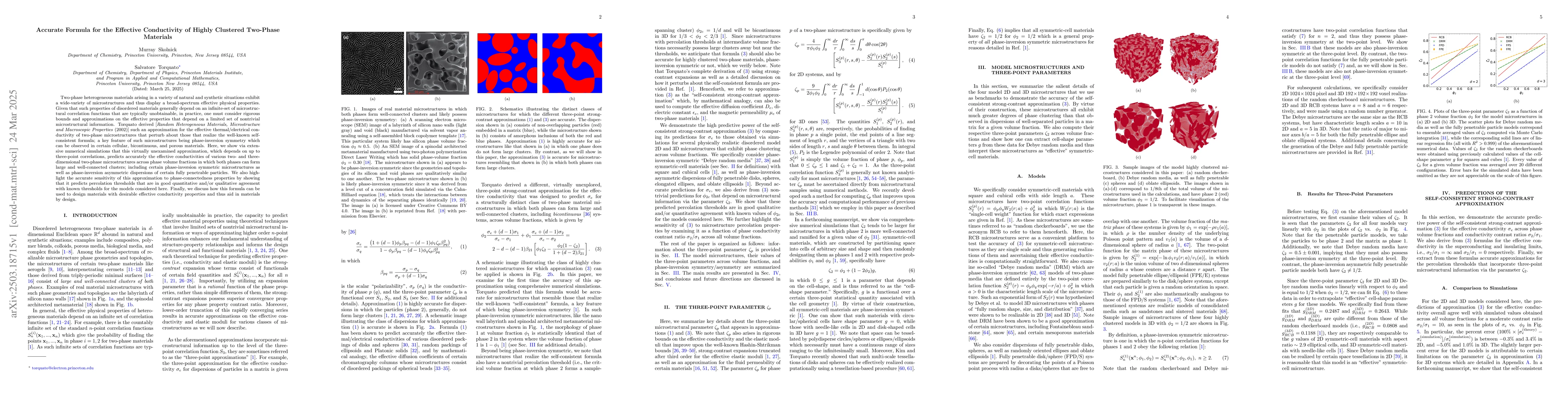 Thumbnail for Accurate Formula for the Effective Conductivity of Highly Clustered
  Two-Phase Materials