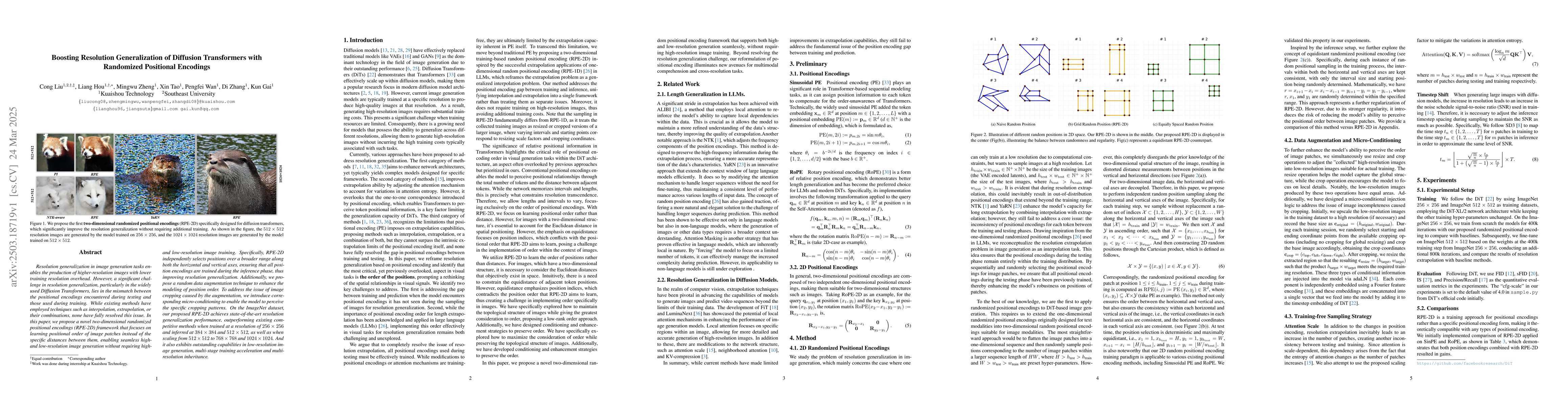 Thumbnail for Boosting Resolution Generalization of Diffusion Transformers with
  Randomized Positional Encodings