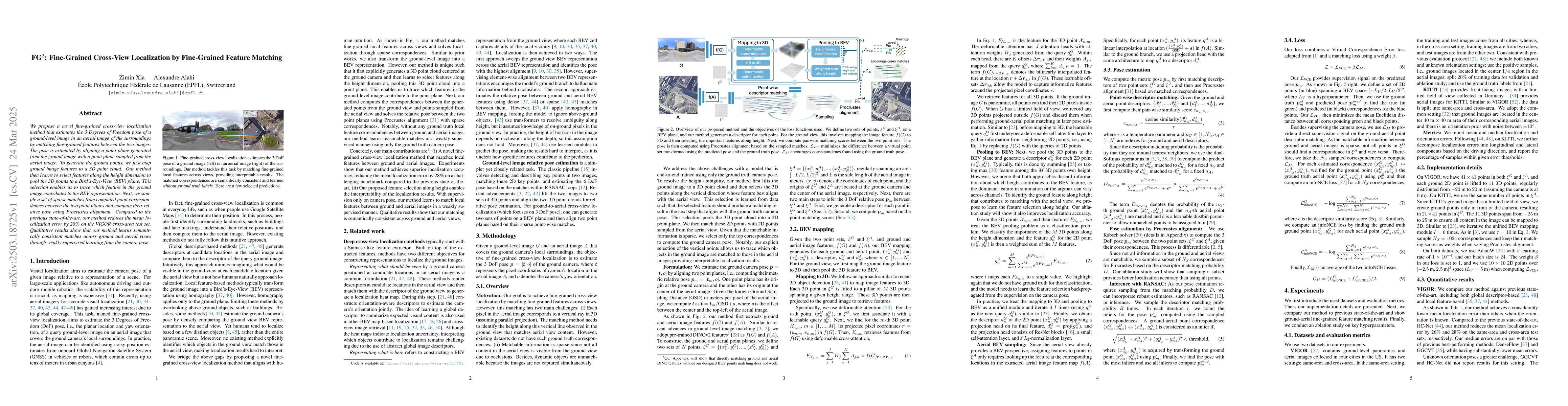 Thumbnail for FG$^2$: Fine-Grained Cross-View Localization by Fine-Grained Feature
  Matching