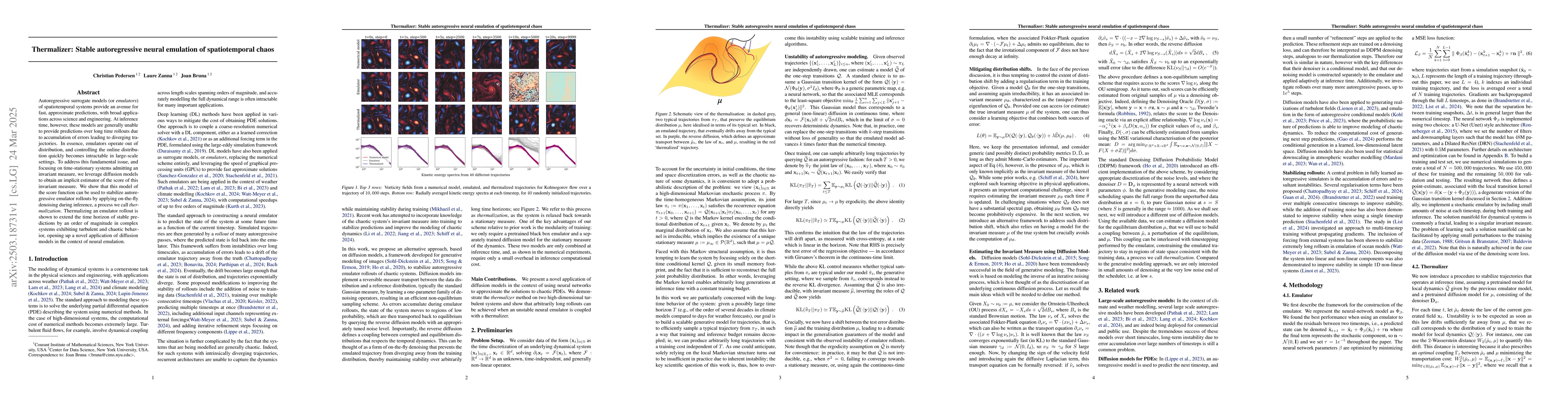 Thumbnail for Thermalizer: Stable autoregressive neural emulation of spatiotemporal
  chaos