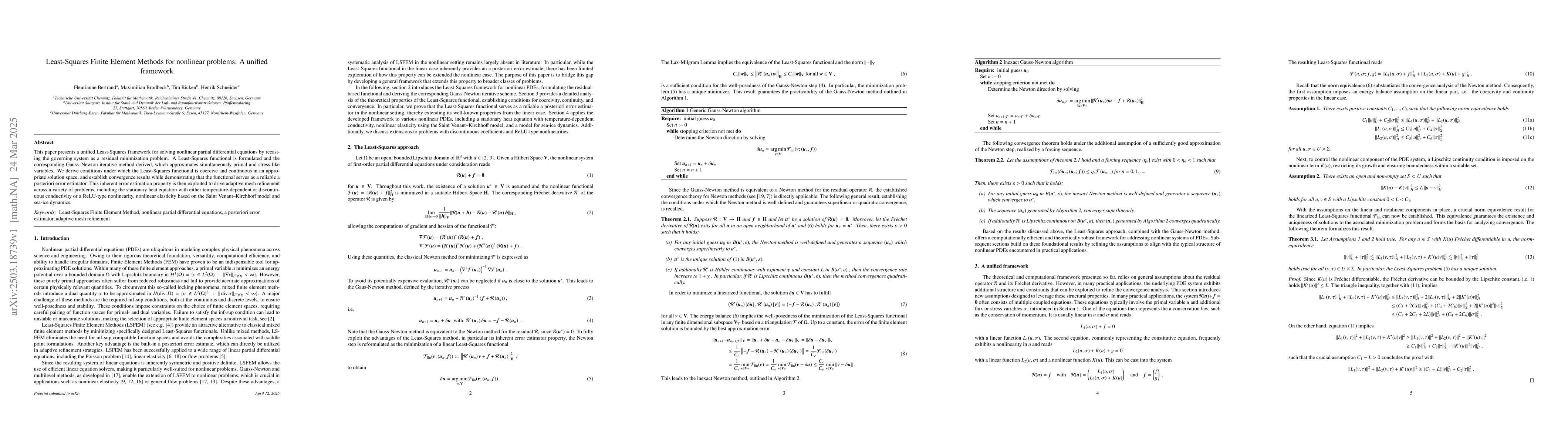 Thumbnail for Least-Squares Finite Element Methods for nonlinear problems: A unified
  framework