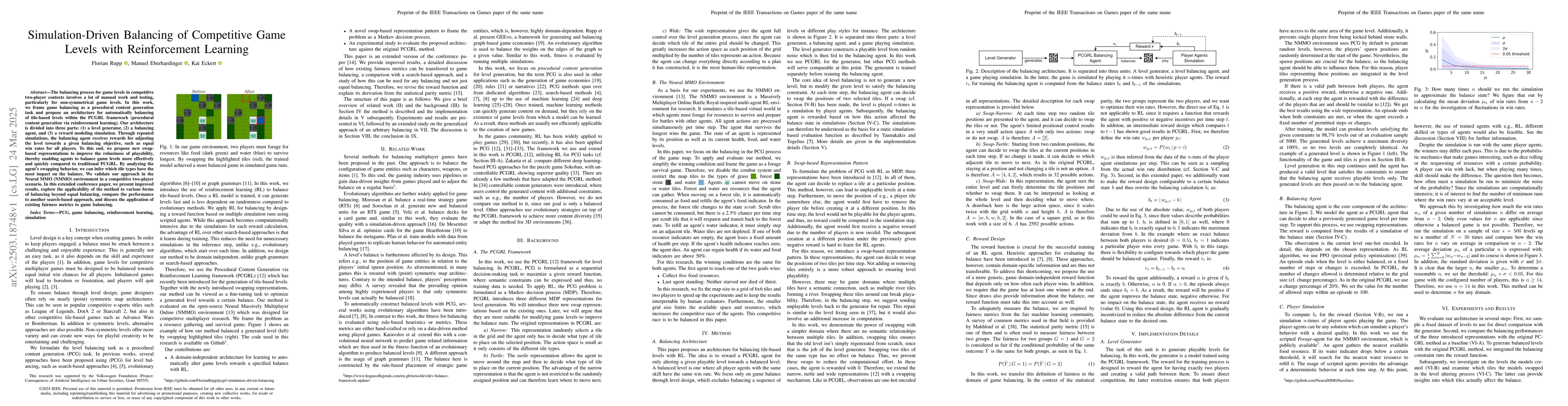 Thumbnail for Simulation-Driven Balancing of Competitive Game Levels with
  Reinforcement Learning