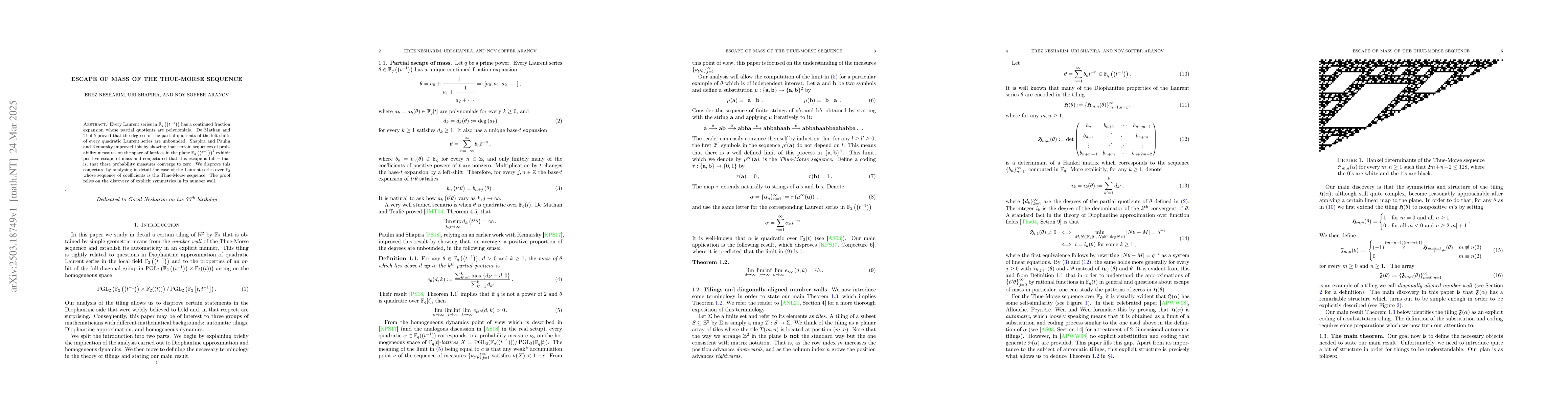Thumbnail for Escape of mass of the Thue-Morse sequence