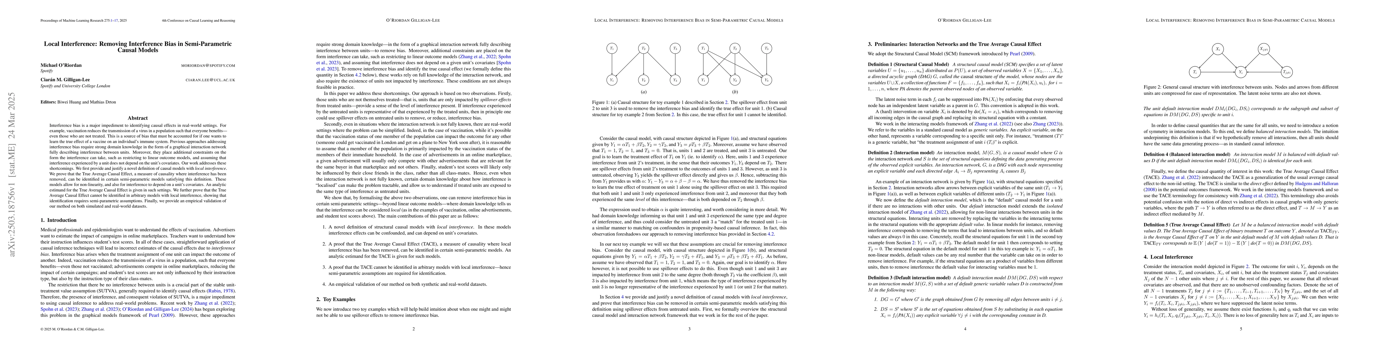 Thumbnail for Local Interference: Removing Interference Bias in Semi-Parametric Causal
  Models