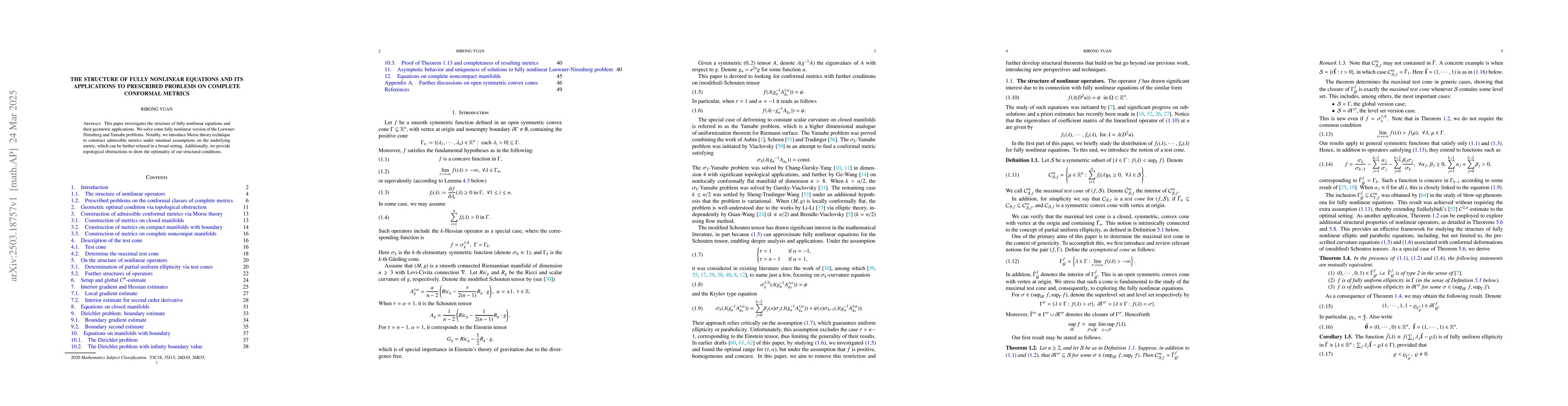 Thumbnail for The structure of fully nonlinear equations and its applications to
  prescribed problems on complete conformal metrics