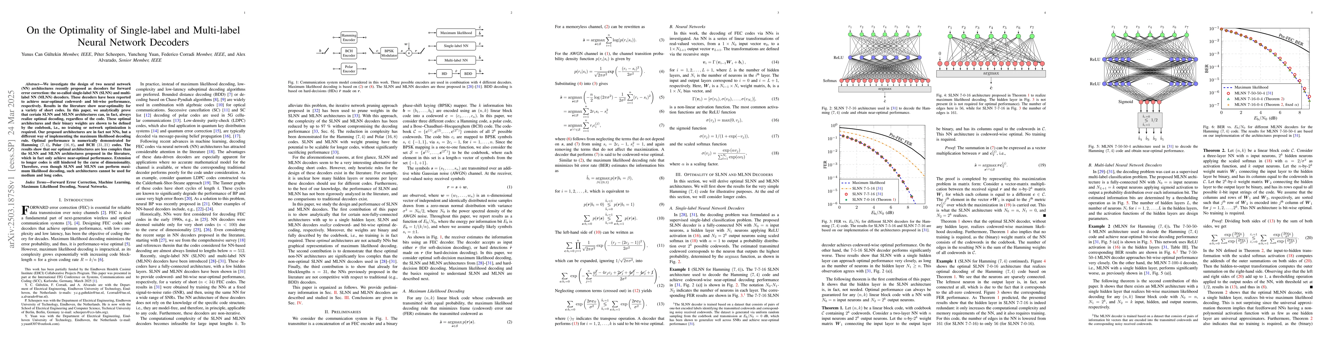 Thumbnail for On the Optimality of Single-label and Multi-label Neural Network
  Decoders
