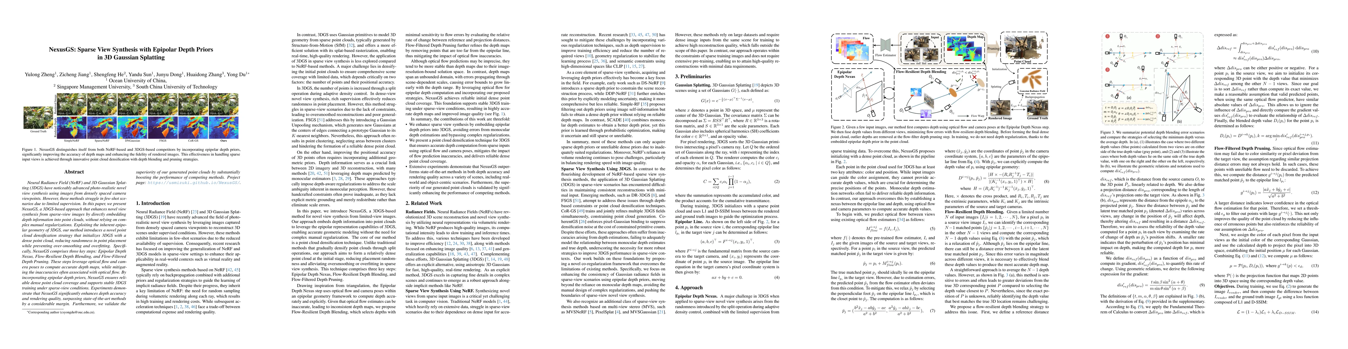 Thumbnail for NexusGS: Sparse View Synthesis with Epipolar Depth Priors in 3D Gaussian
  Splatting