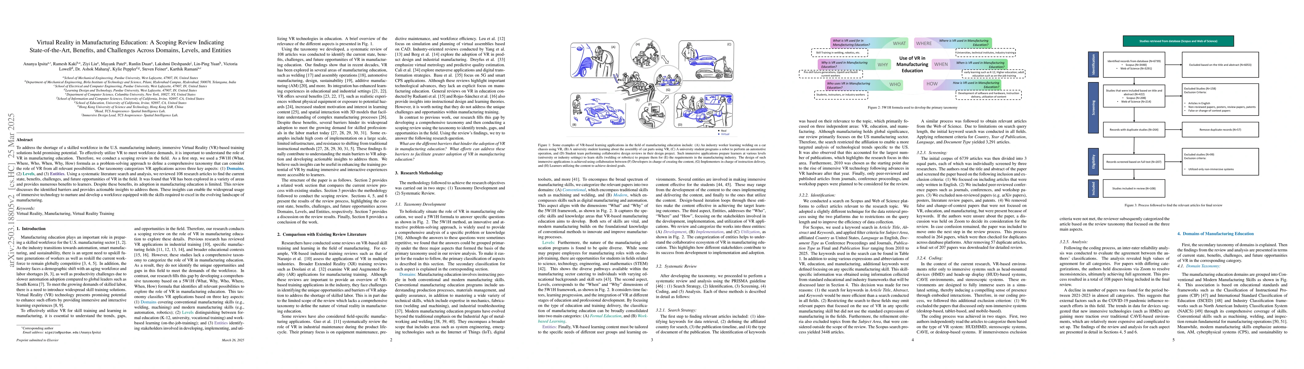 Thumbnail for Virtual Reality in Manufacturing Education: A Scoping Review Indicating
  State-of-the-Art, Benefits, and Challenges Across Domains, Levels, and
  Entities
