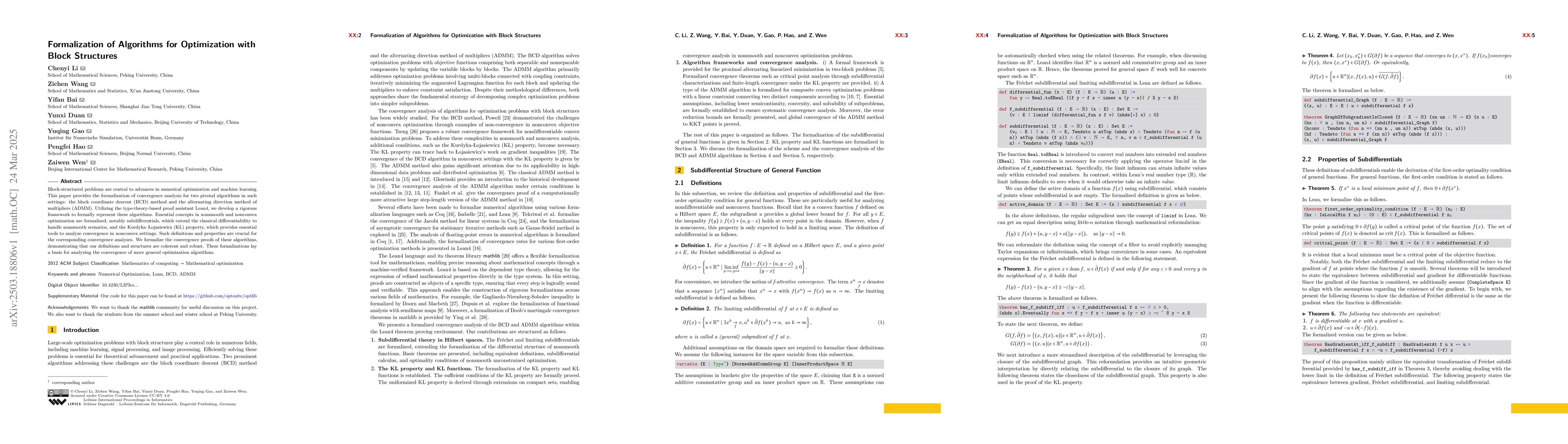 Thumbnail for Formalization of Algorithms for Optimization with Block Structures