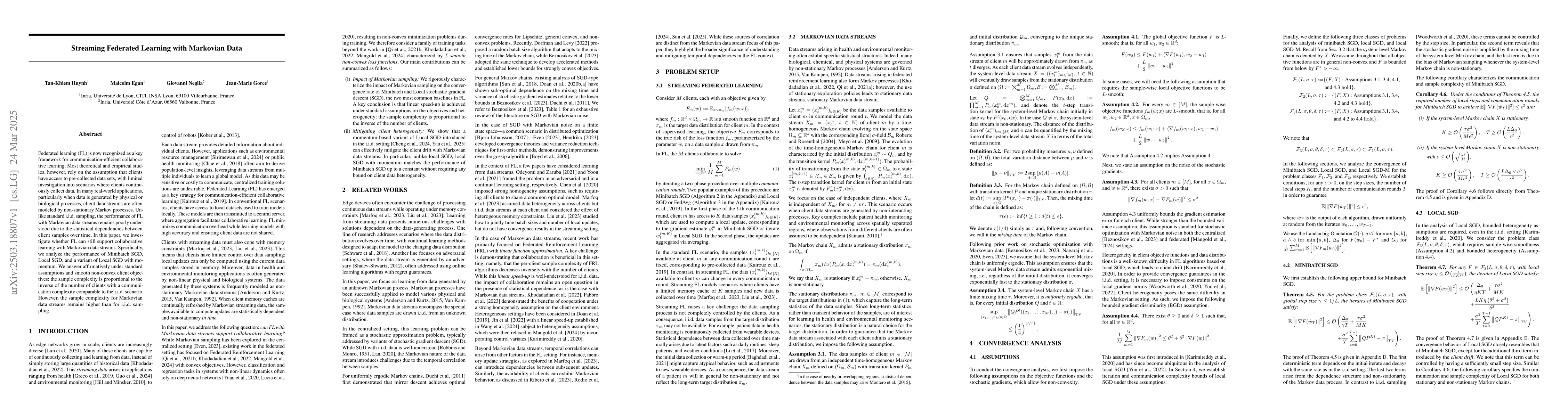 Thumbnail for Streaming Federated Learning with Markovian Data