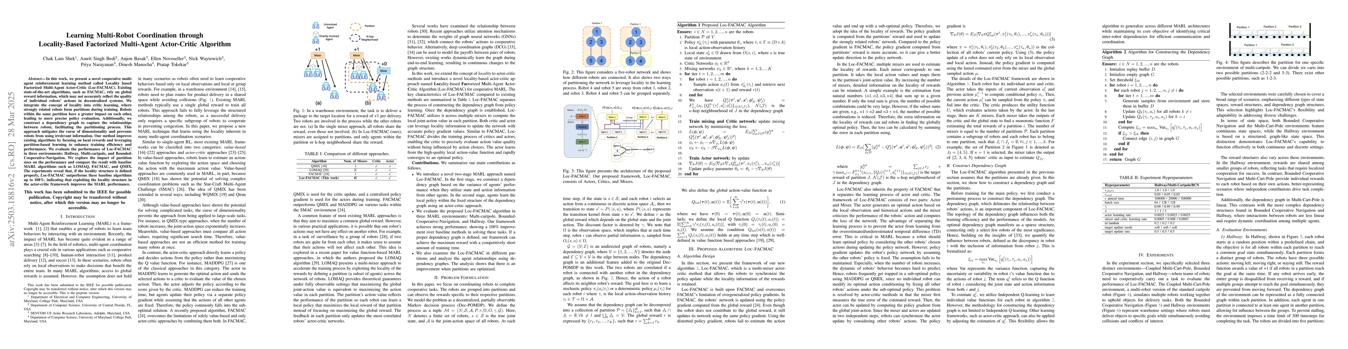 Thumbnail for Learning Multi-Robot Coordination through Locality-Based Factorized
  Multi-Agent Actor-Critic Algorithm