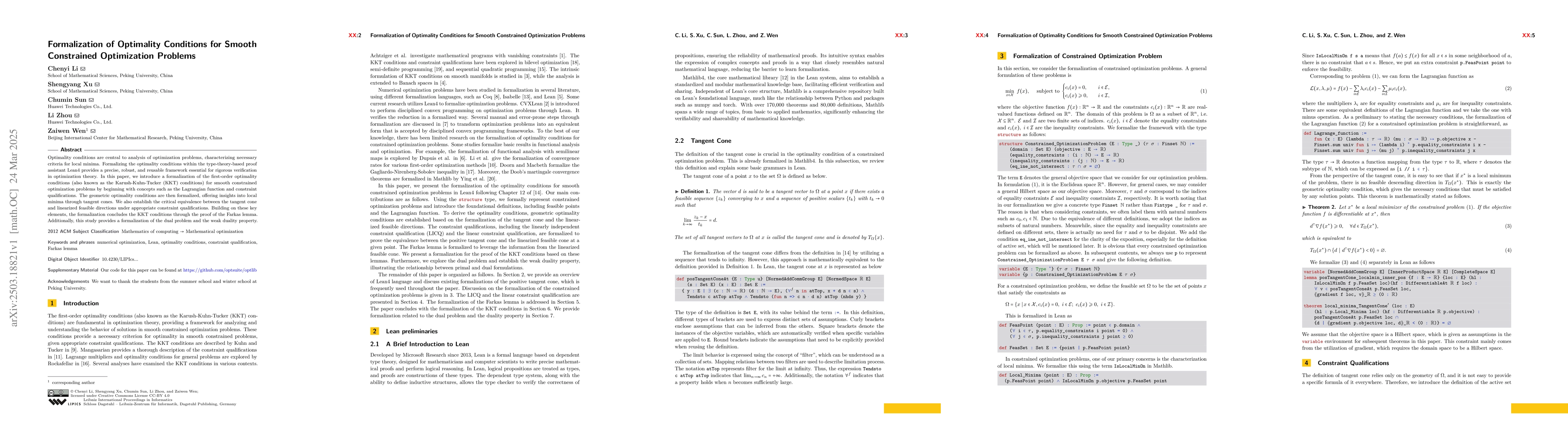 Thumbnail for Formalization of Optimality Conditions for Smooth Constrained
  Optimization Problems