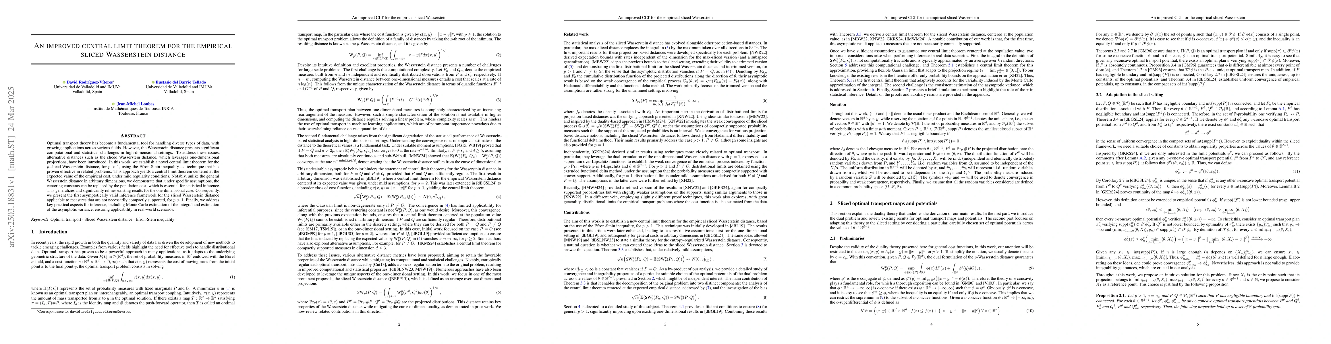 Thumbnail for An improved central limit theorem for the empirical sliced Wasserstein
  distance