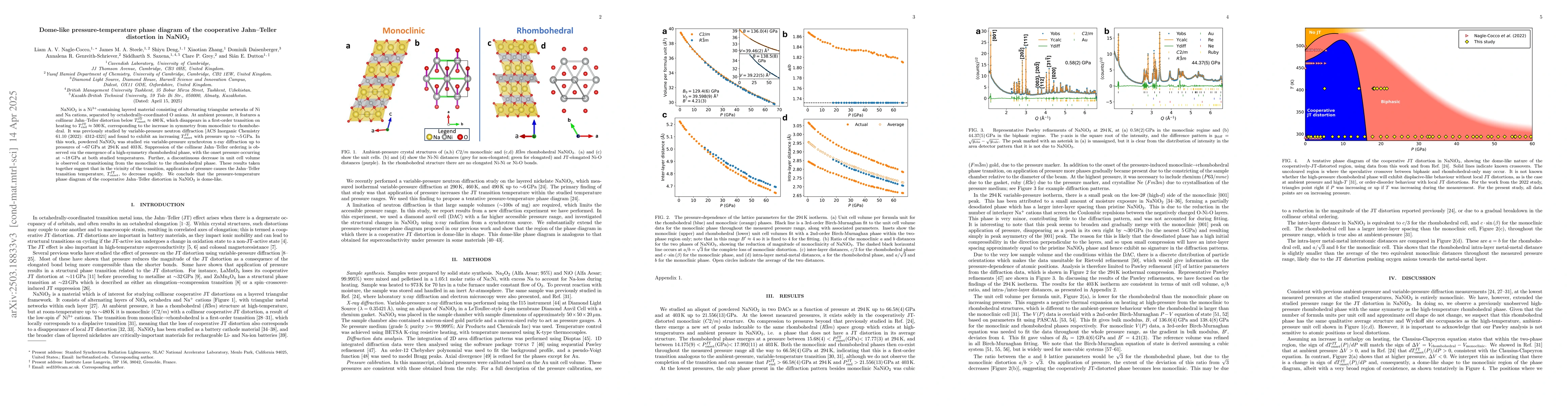 Thumbnail for Dome-like pressure-temperature phase diagram of the cooperative
  Jahn--Teller distortion in NaNiO$_2$