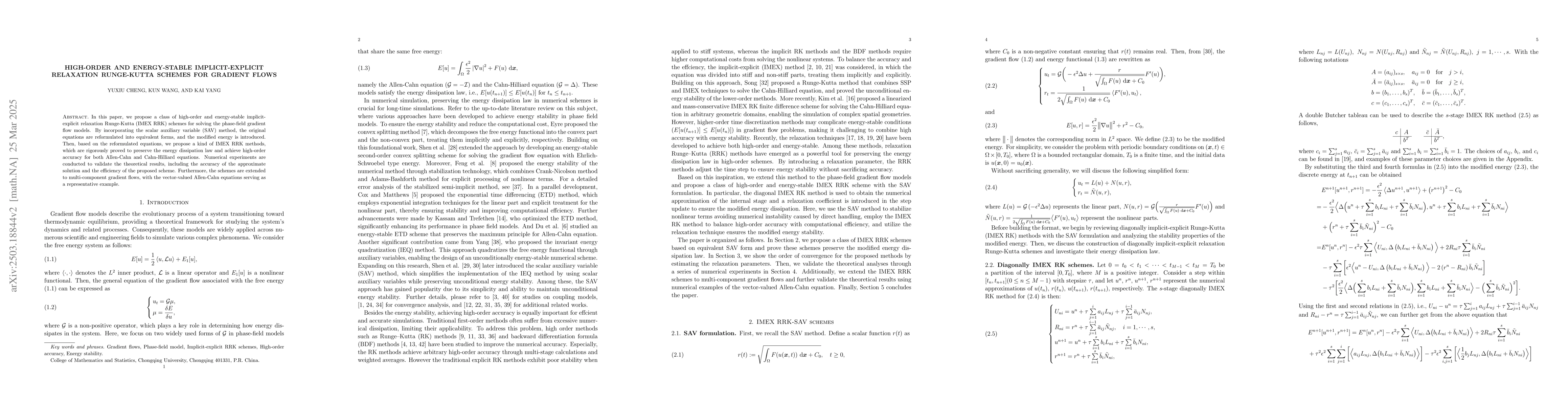 Thumbnail for High-Order and Energy-Stable Implicit-Explicit Relaxation Runge-Kutta
  Schemes for Gradient Flows