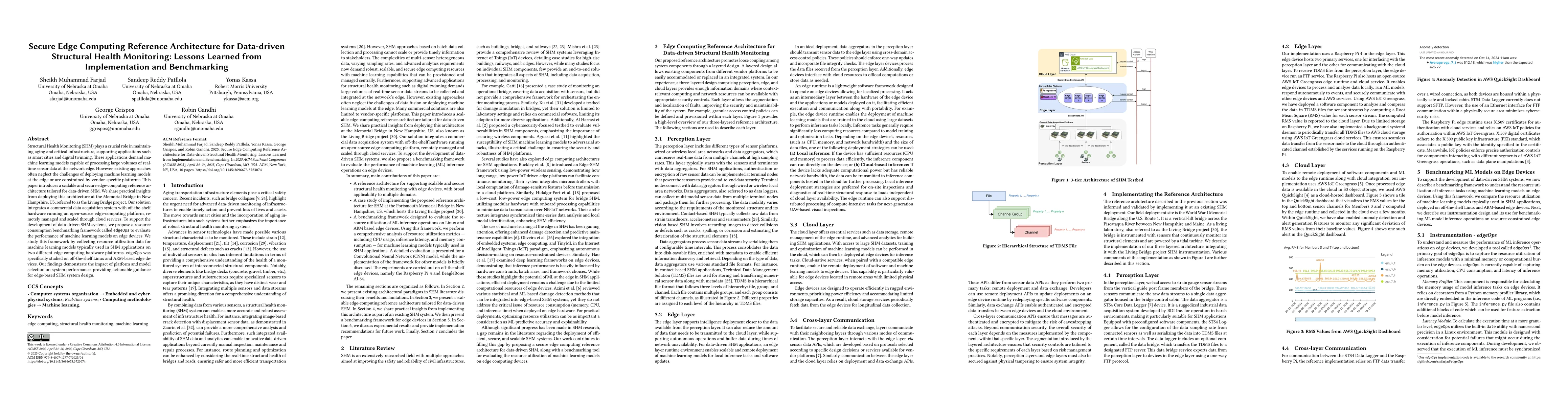 Thumbnail for Secure Edge Computing Reference Architecture for Data-driven Structural
  Health Monitoring: Lessons Learned from Implementation and Benchmarking