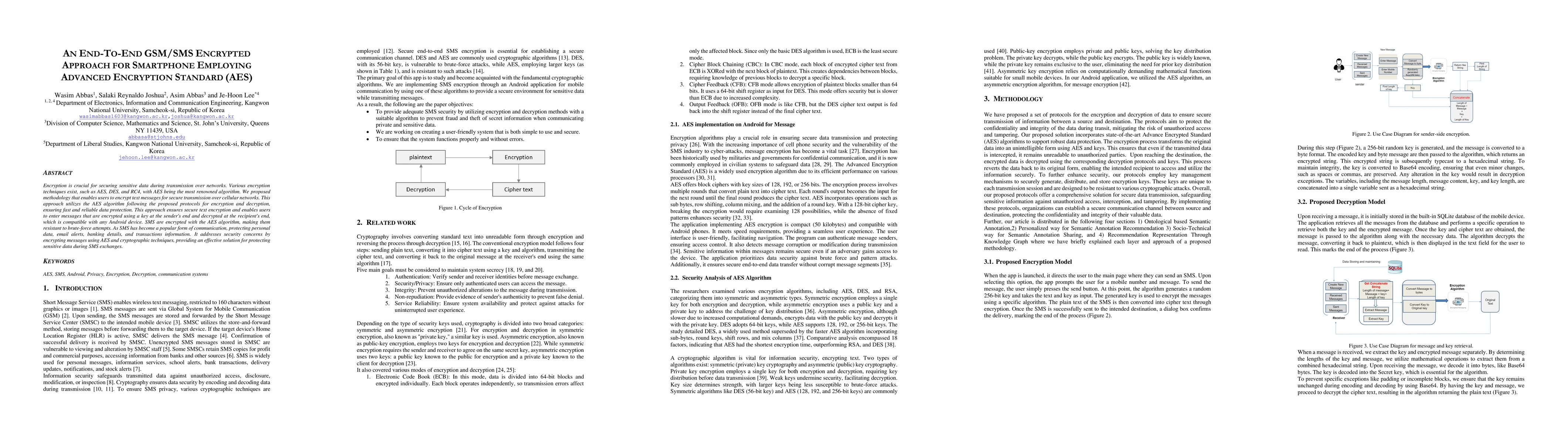Thumbnail for An End-to-End GSM/SMS Encrypted Approach for Smartphone Employing
  Advanced Encryption Standard(AES)