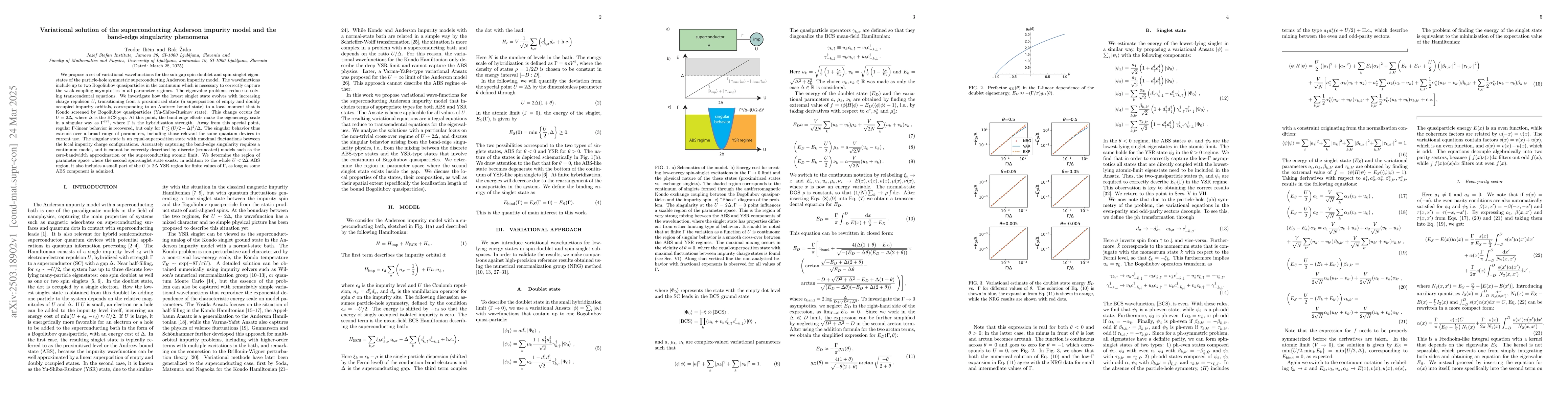 Thumbnail for Variational solution of the superconducting Anderson impurity model and
  the band-edge singularity phenomena