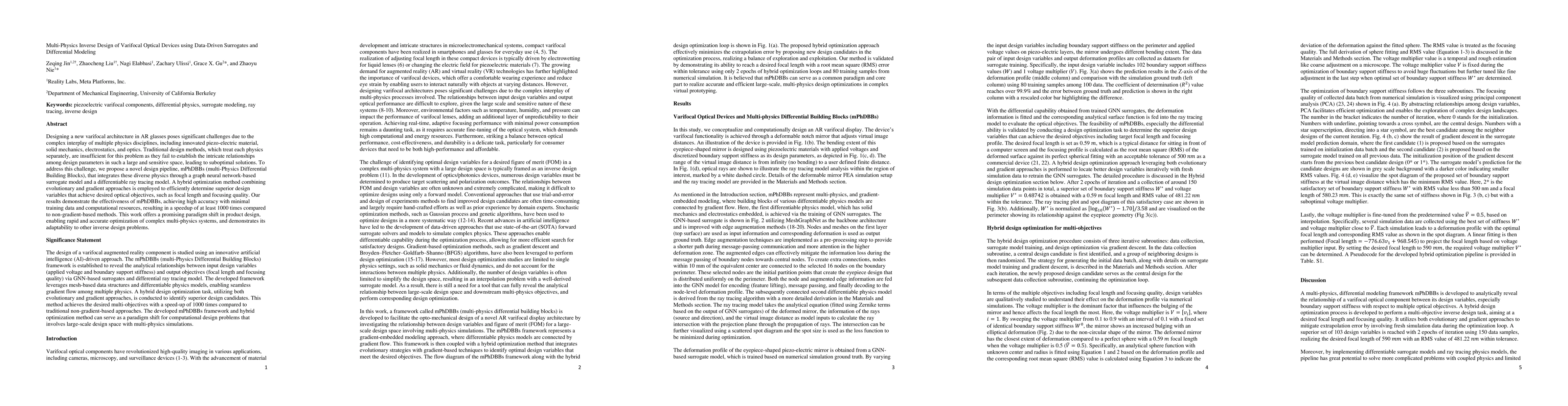 Thumbnail for Multi-Physics Inverse Design of Varifocal Optical Devices using
  Data-Driven Surrogates and Differential Modeling