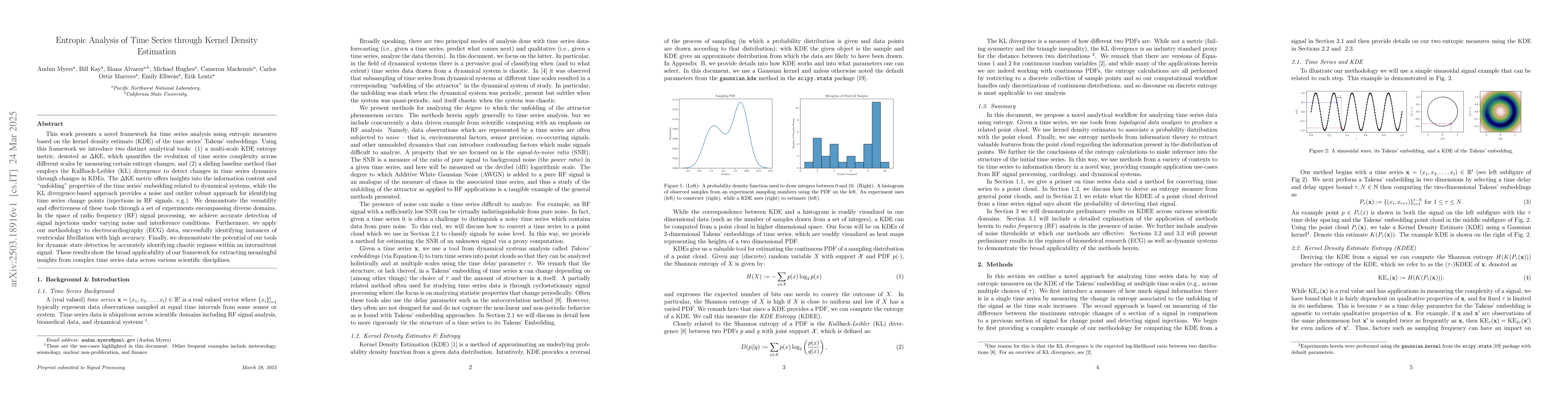 Thumbnail for Entropic Analysis of Time Series through Kernel Density Estimation