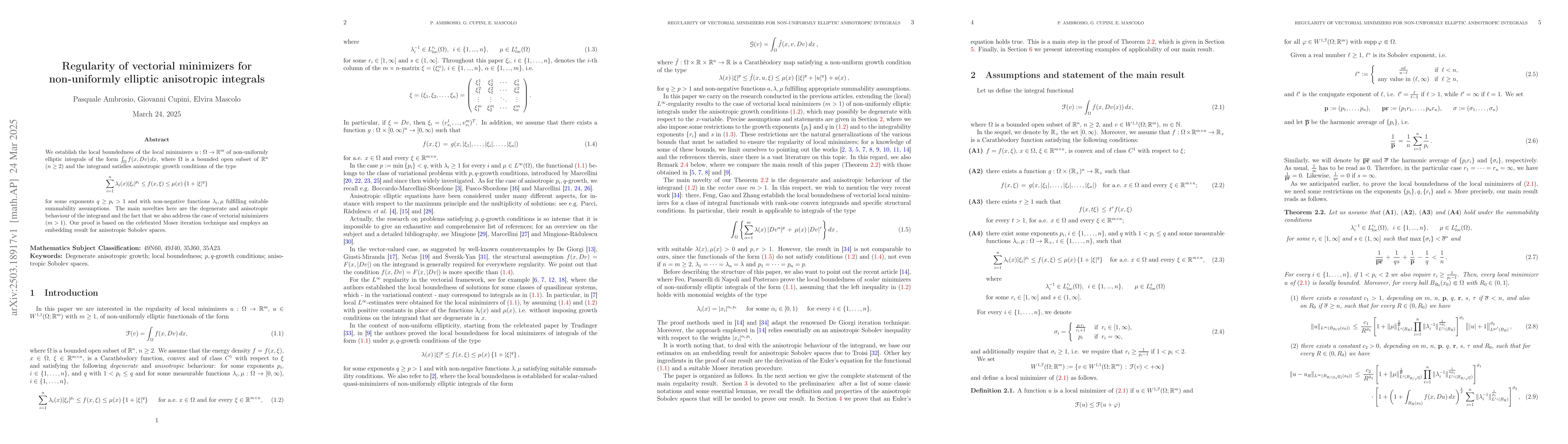 Thumbnail for Regularity of vectorial minimizers for non-uniformly elliptic
  anisotropic integrals