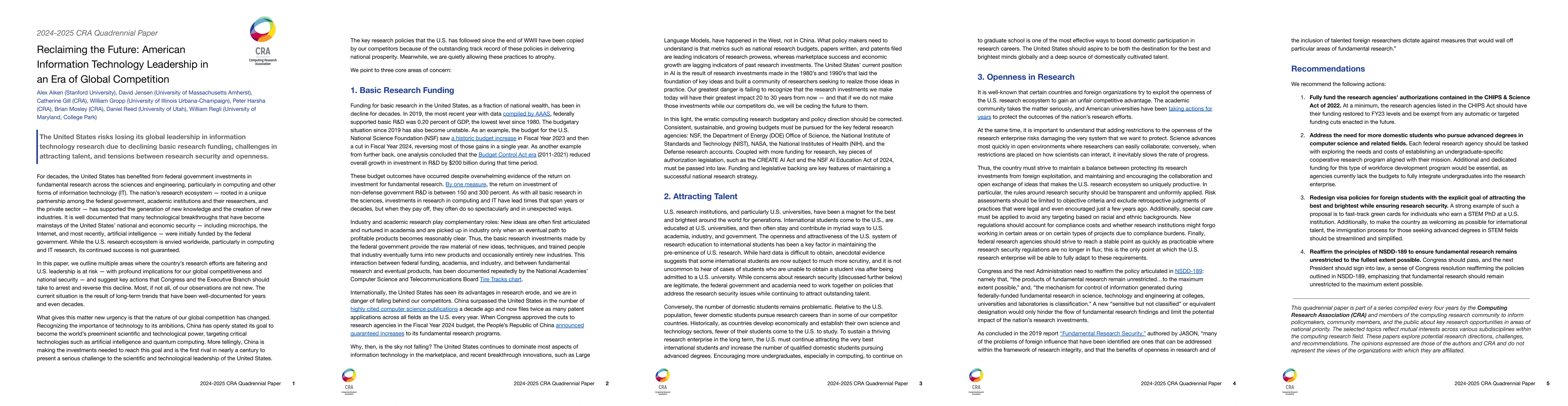 Thumbnail for Reclaiming the Future: American Information Technology Leadership in an
  Era of Global Competition