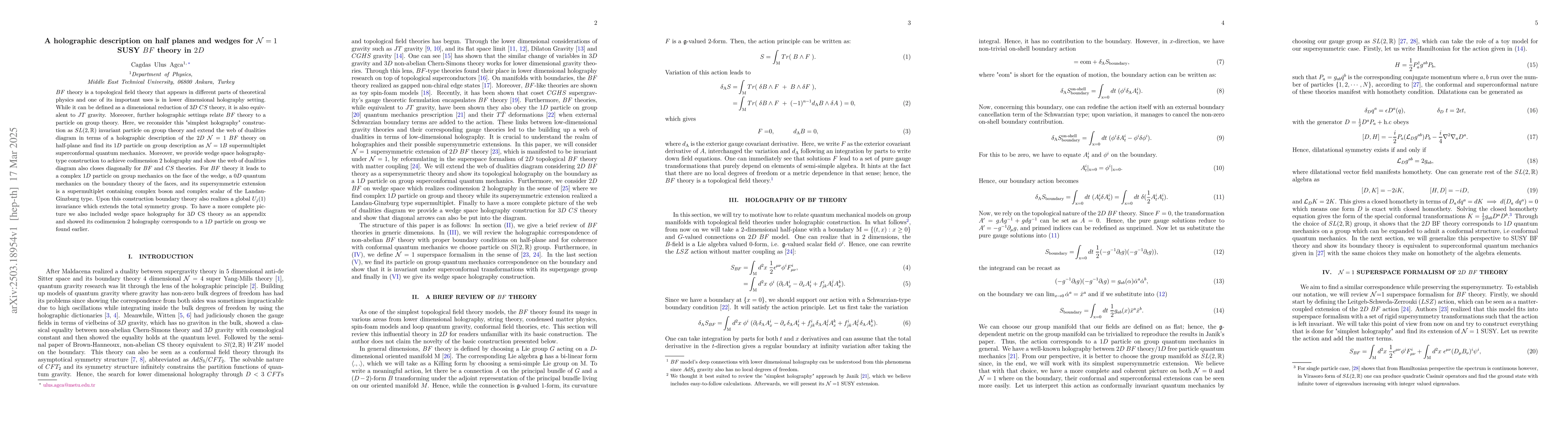 Thumbnail for A holographic description on half planes and wedges for N = 1 SUSY BF
  theory in 2D