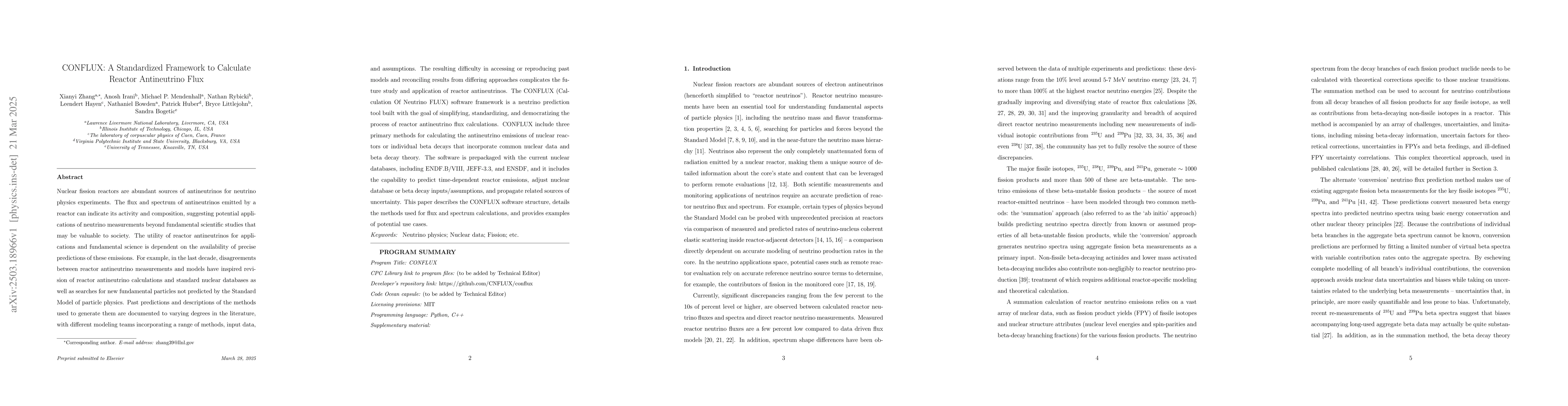 Thumbnail for CONFLUX: A Standardized Framework to Calculate Reactor Antineutrino Flux
