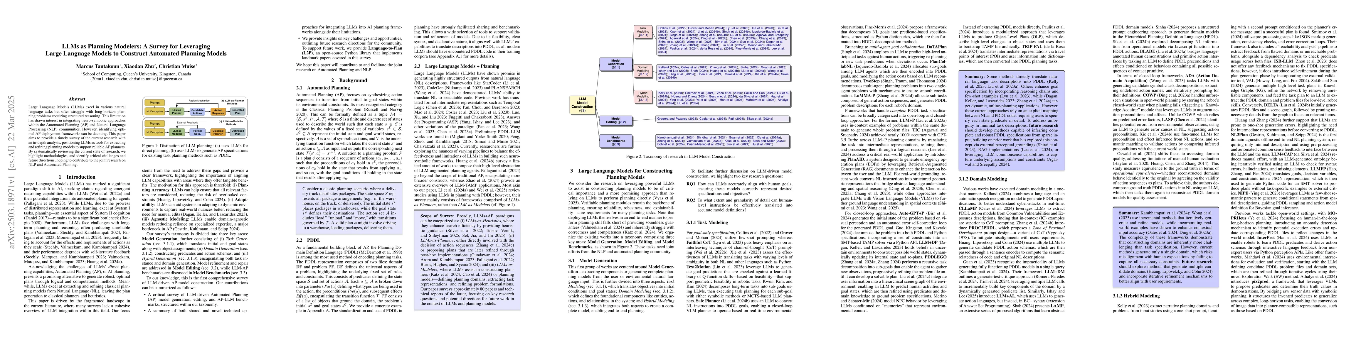 Thumbnail for LLMs as Planning Modelers: A Survey for Leveraging Large Language Models
  to Construct Automated Planning Models