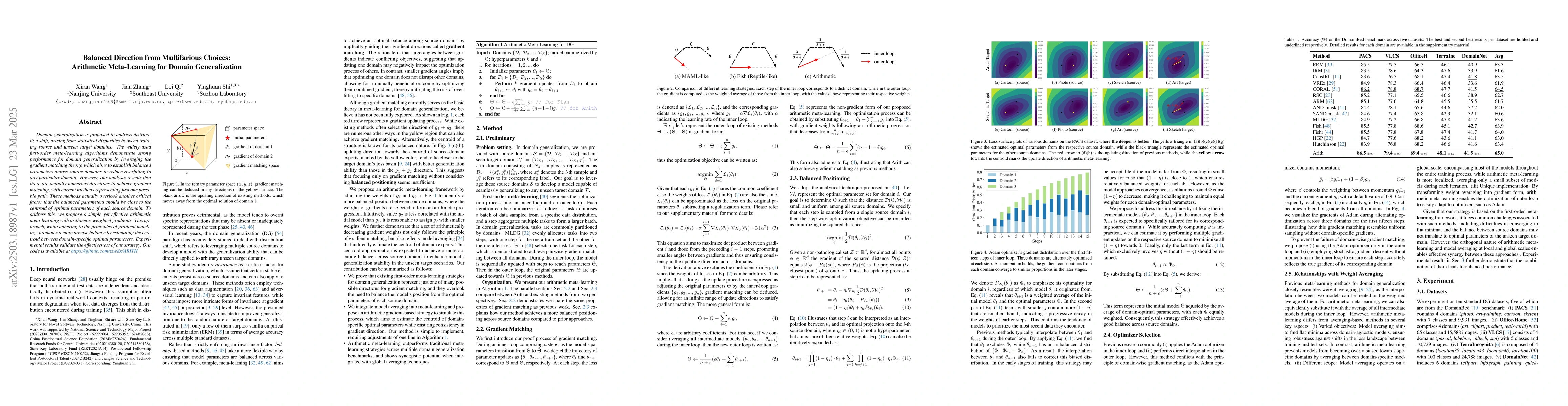 Thumbnail for Balanced Direction from Multifarious Choices: Arithmetic Meta-Learning
  for Domain Generalization