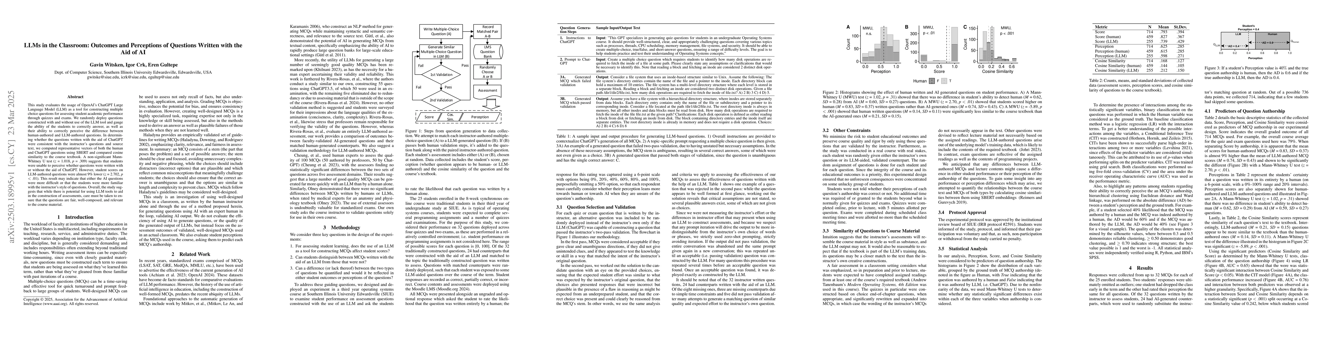 Thumbnail for LLMs in the Classroom: Outcomes and Perceptions of Questions Written
  with the Aid of AI